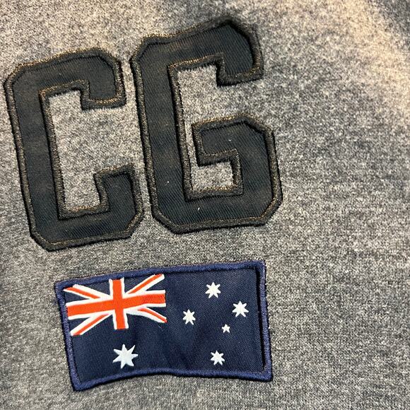 Coogi Y2K Hoodie Sweatshirt Mens XL Full Zip Gray Pockets Embroidered Flag - Picture 7 of 11